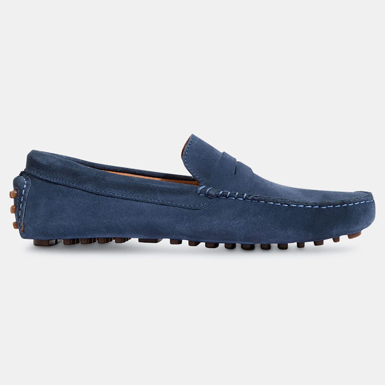 Comptoir GL Mocassins en Velours de Cuir Diego bleu jean