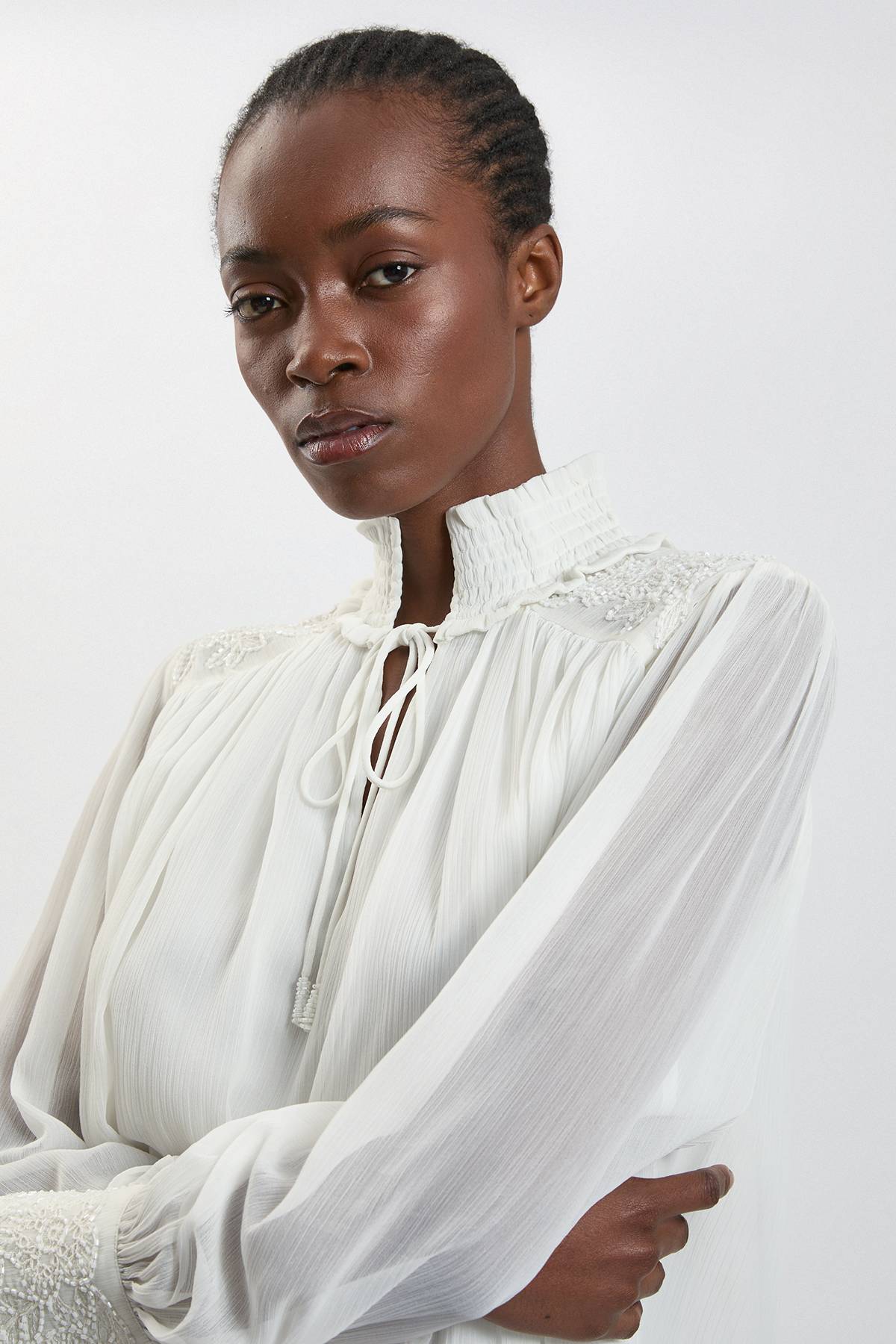 KarenMillen Chemisier En Georgette Brodé Main