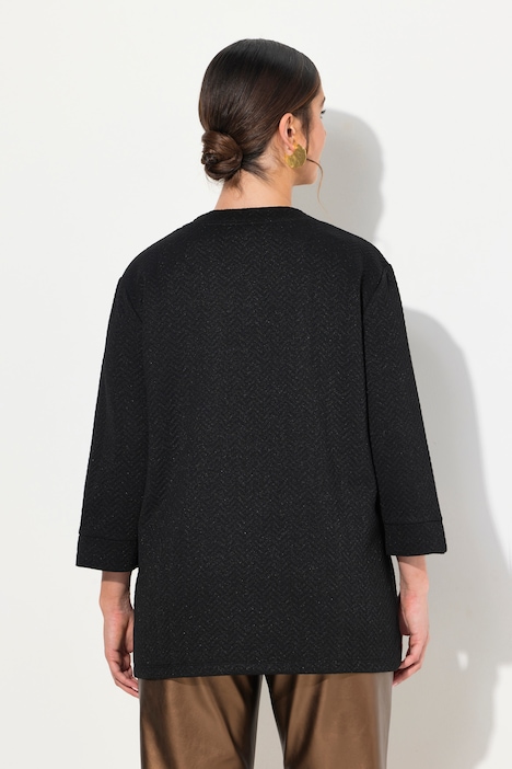 Sweatshirt, Struktur, V-Ausschnitt, 3/4-Arm