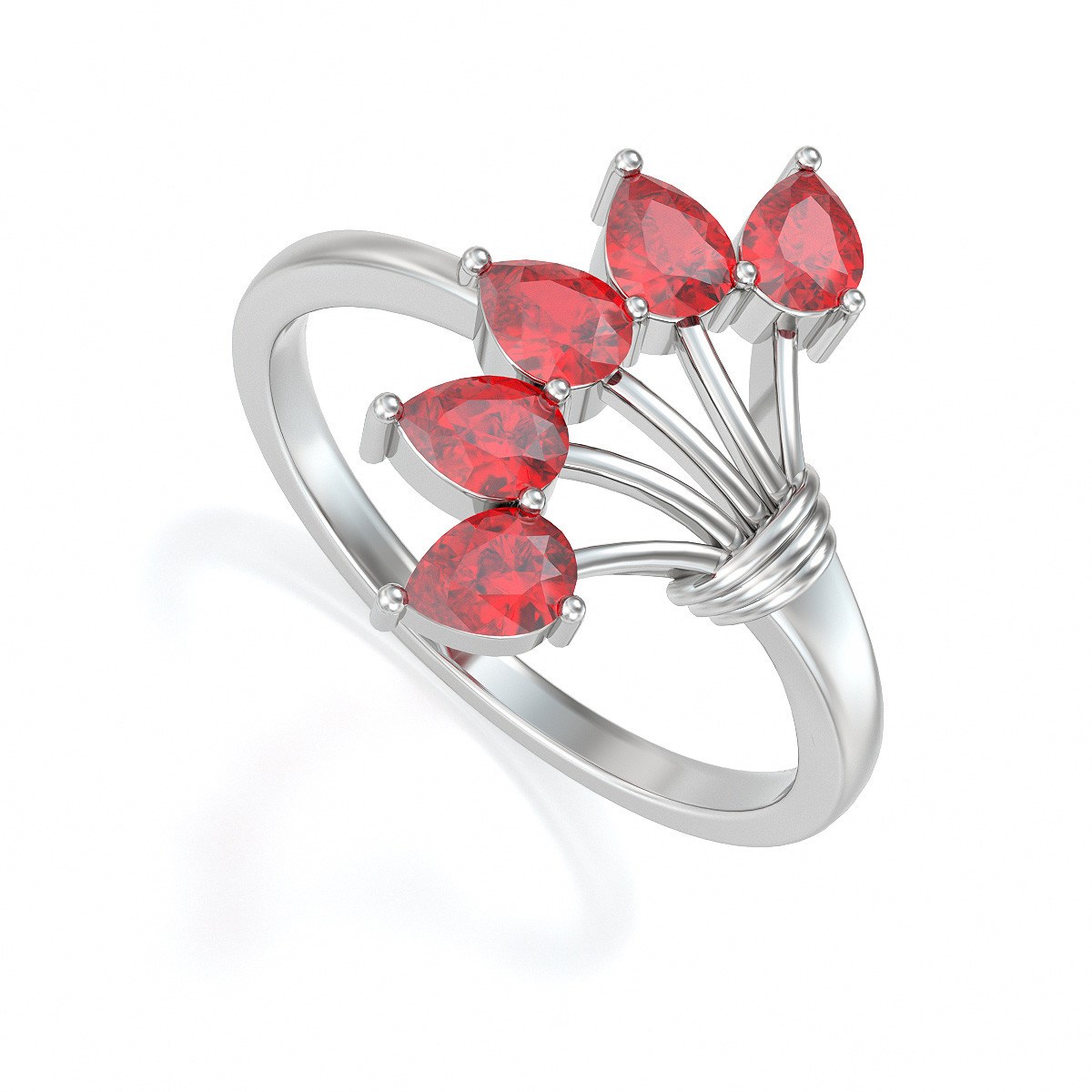 Bague ADEN Or 585 Blanc Rubis 2.65grs