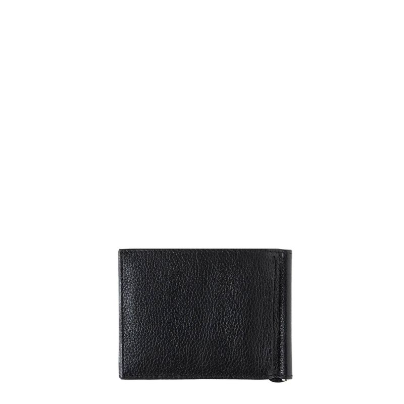 Portefeuille italien Hector avec pince à billets en cuir grainé Noir c'est noir