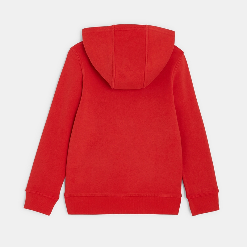 Sweat-shirt uni à capuche rouge garçon