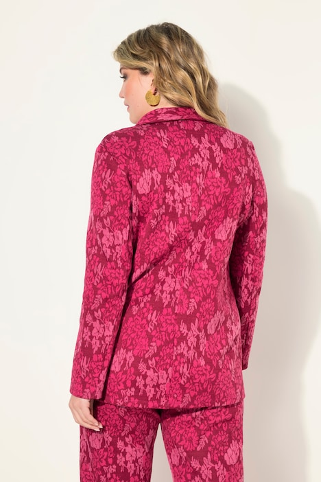 Jersey-Blazer, schmale Form, Jacquard Blumenmuster, Langarm