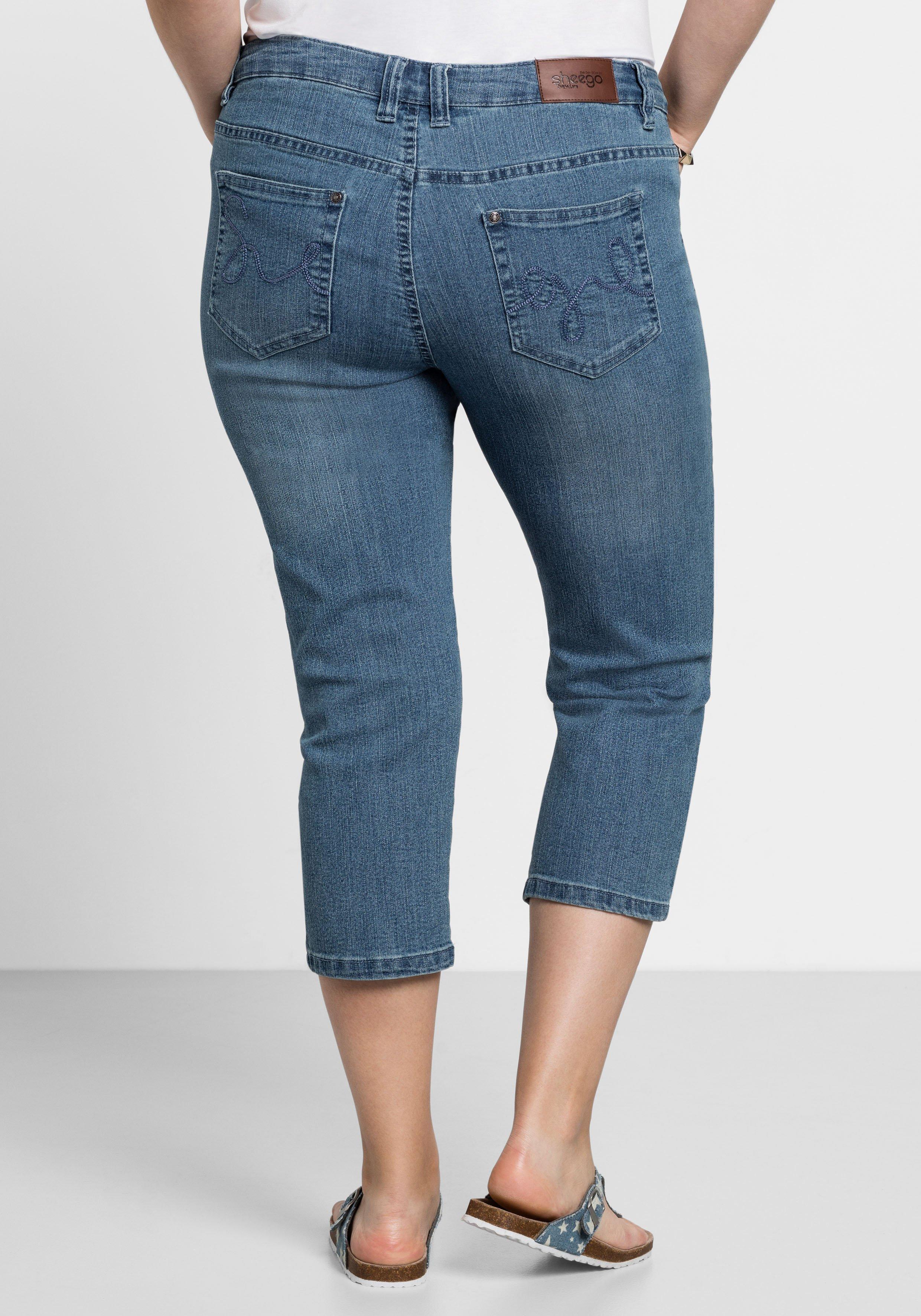 Caprijeans mit Used-Effekten