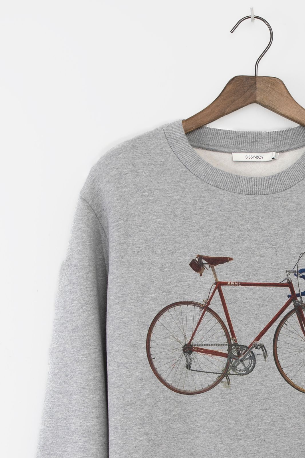 Grijze sweater met fiets