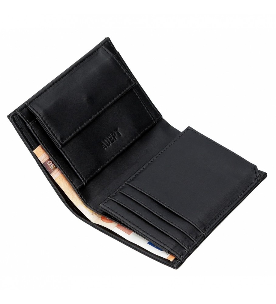 Carteira vertical Joumma Bags Adept Mark com porta-moedas, preta