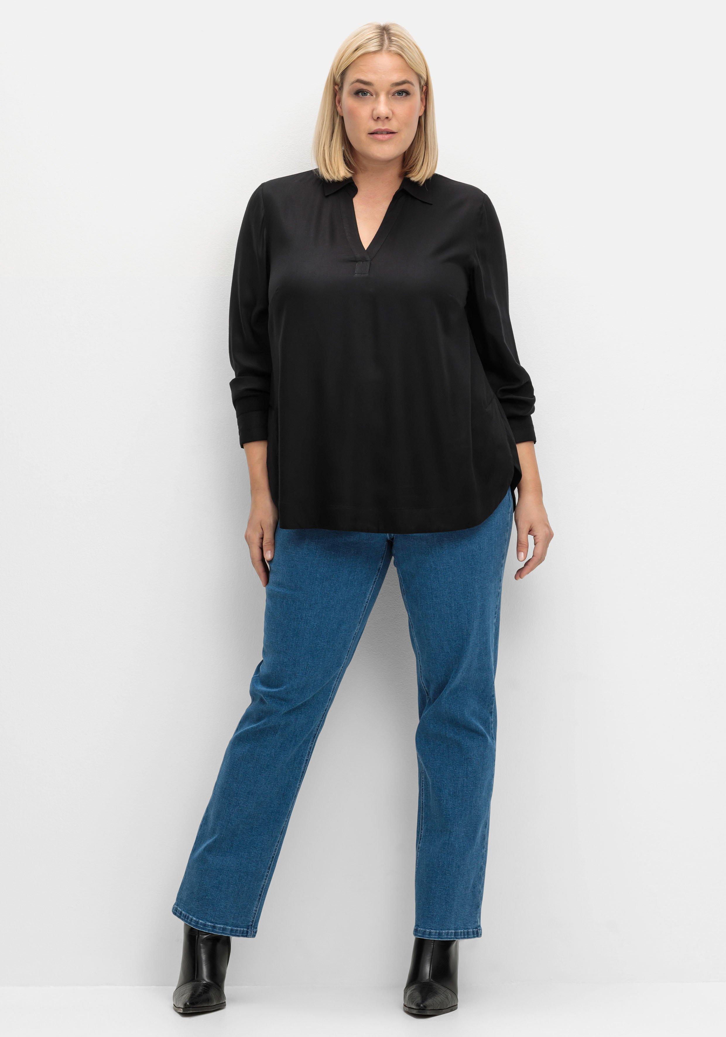 Twill-Tunika mit Hemdkragen und Kellerfalte hinten