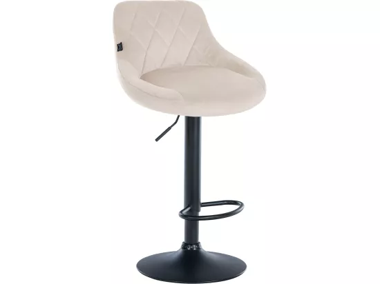 Tabouret de bar - Tissu & Noir - Crème - Lazio