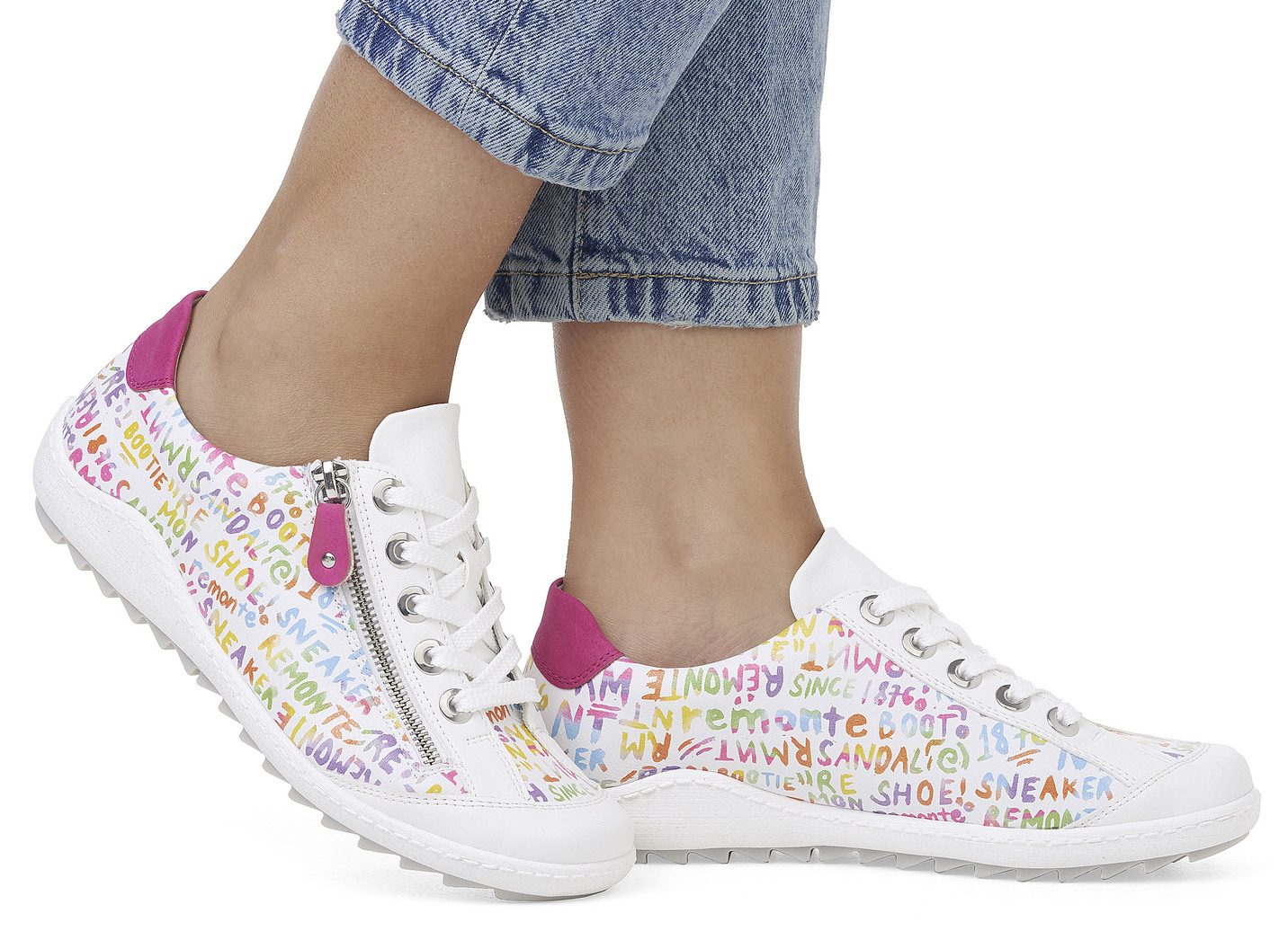 Remonte Sneaker aus beschichtetem, frech bedrucktem Leder