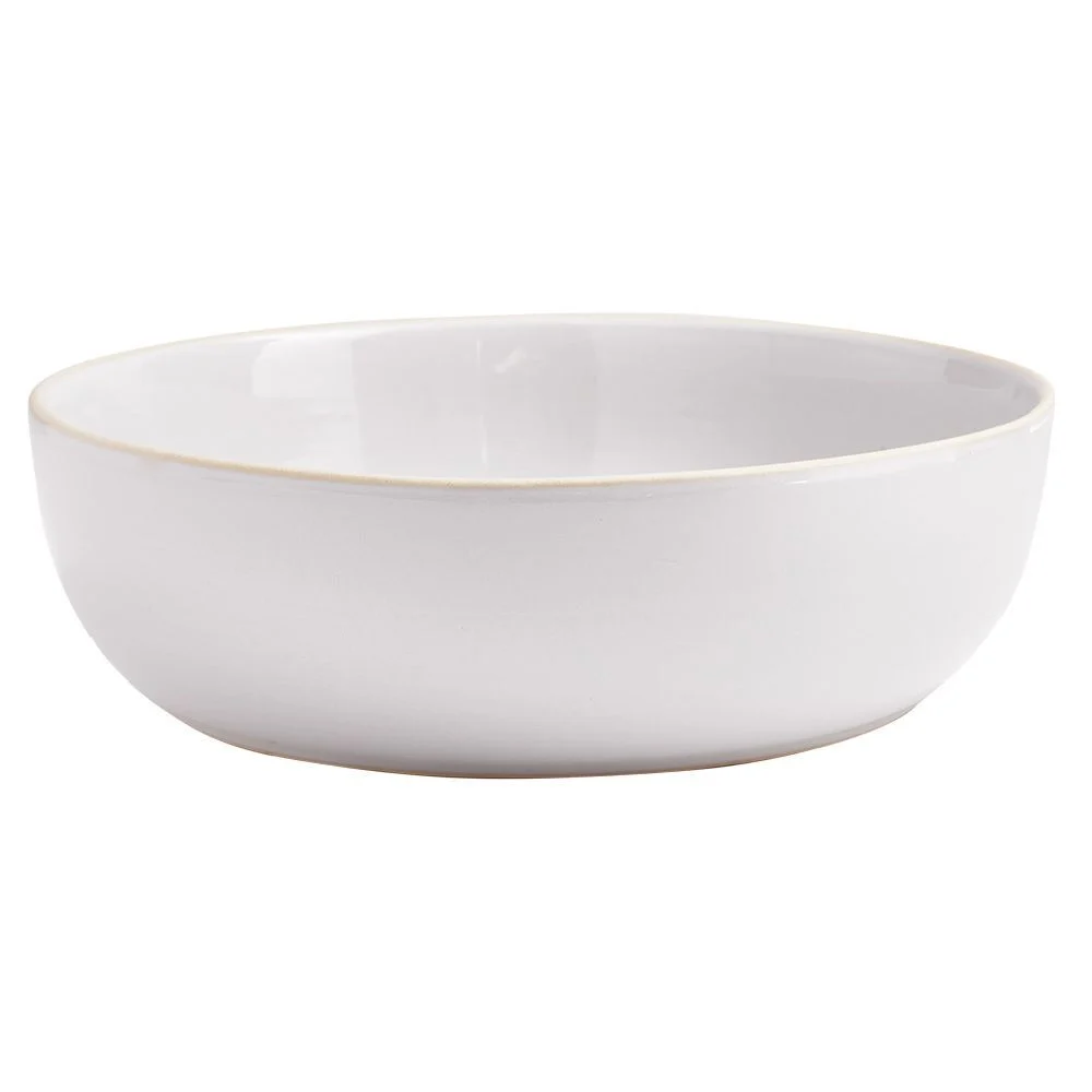 Saladier en faïence gris avec liseré crème