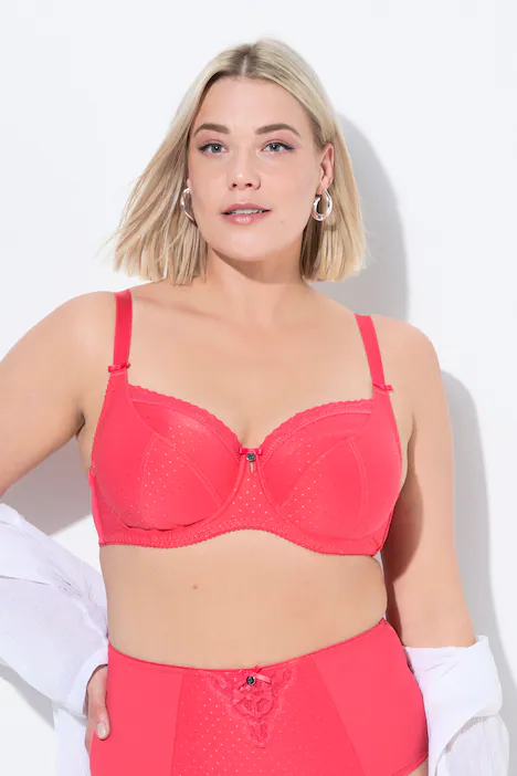 Bügel-BH, Jacquard, Spitzenkante, Cup C - G, pink