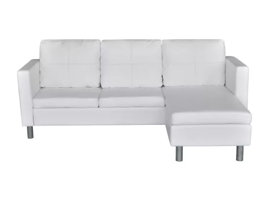 NETTLIFE Canapé sectionnel à 3 places cuir synthétique blanc