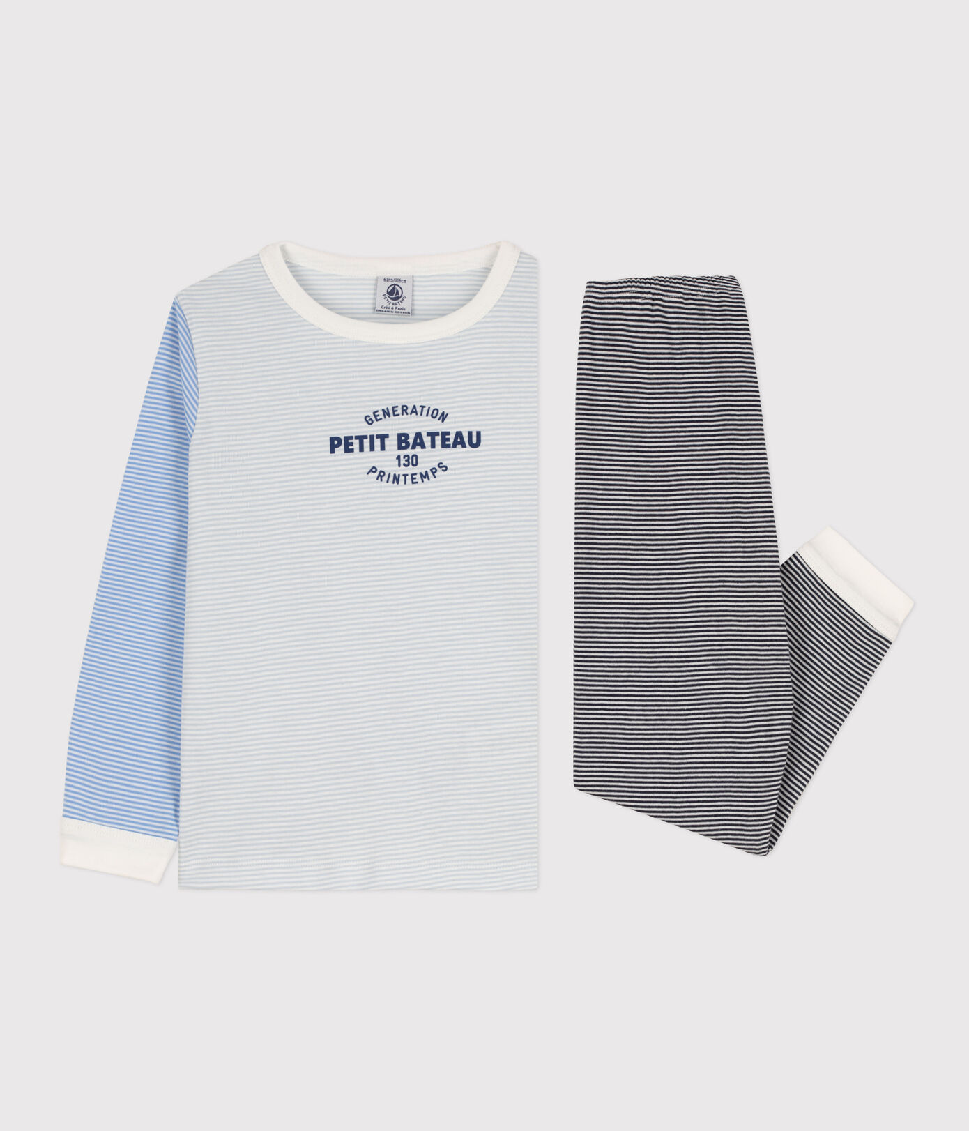 Pyjama milleraies tricolore en coton petite fille/petit garçon