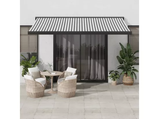 Auvent rétractable anthracite et blanc 4x3 m tissu et aluminium