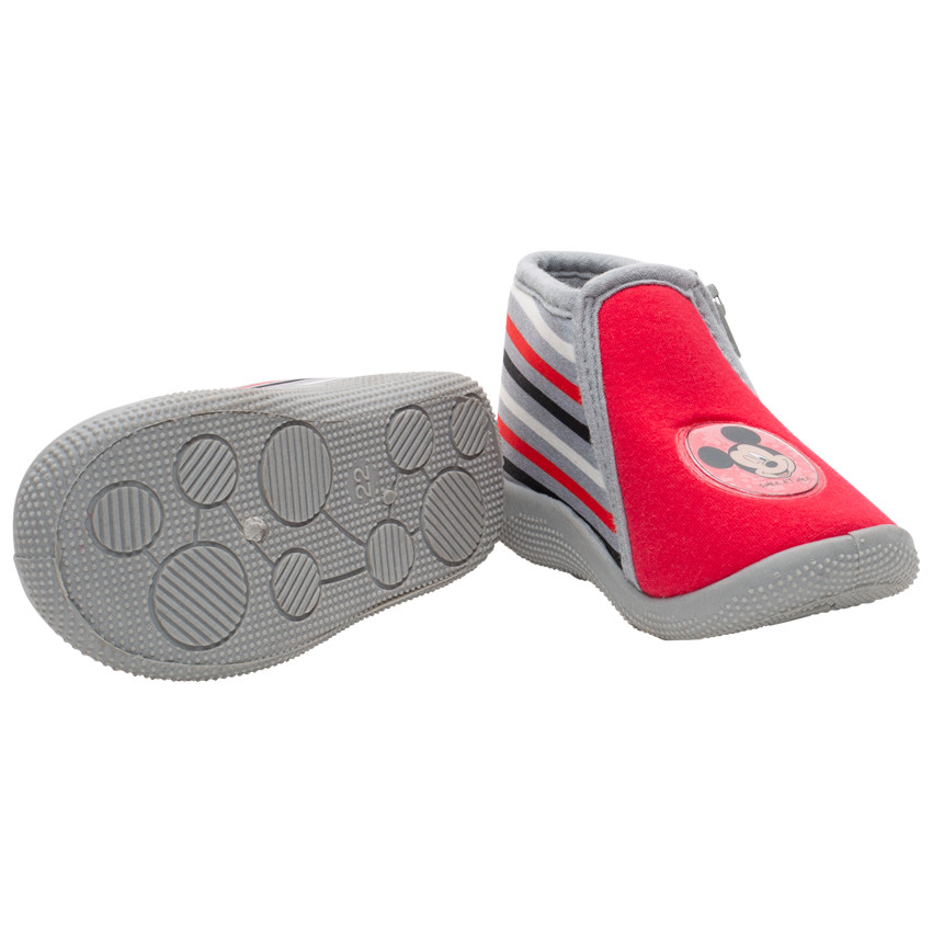 Chaussons bottillons en jersey badge Mickey et rayures