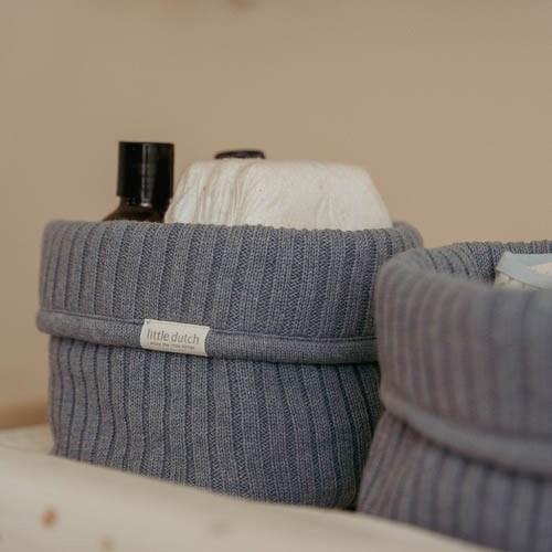 Commodemandje groot gebreid Pure Denim Blue kopen? | Little Dutch
