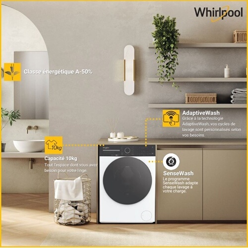 Lave-linge hublot Whirlpool W0M011WADSFR SENSE WASH