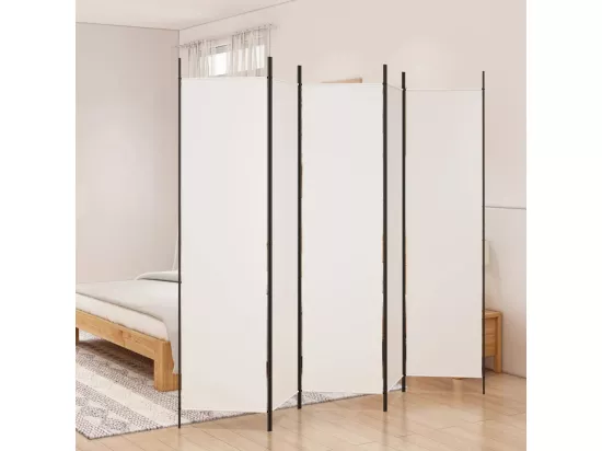 Cloison de séparation 5 panneaux Blanc 250x200 cm Tissu