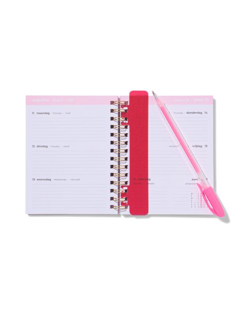 agenda intercalaire 2025 A6 spirale rose