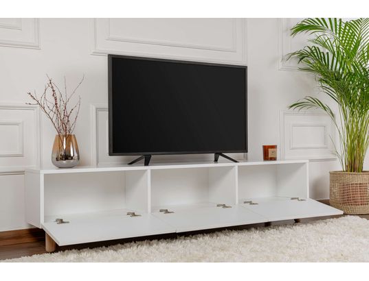 CONCEPT1 - Meuble TV Alvin blanc 180 x 31,4 x h42 cm