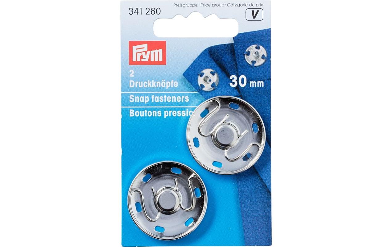 Druckknöpfe Silber, 30 mmAnnähdruckknöpfe für Bekleidung und Accessoires
