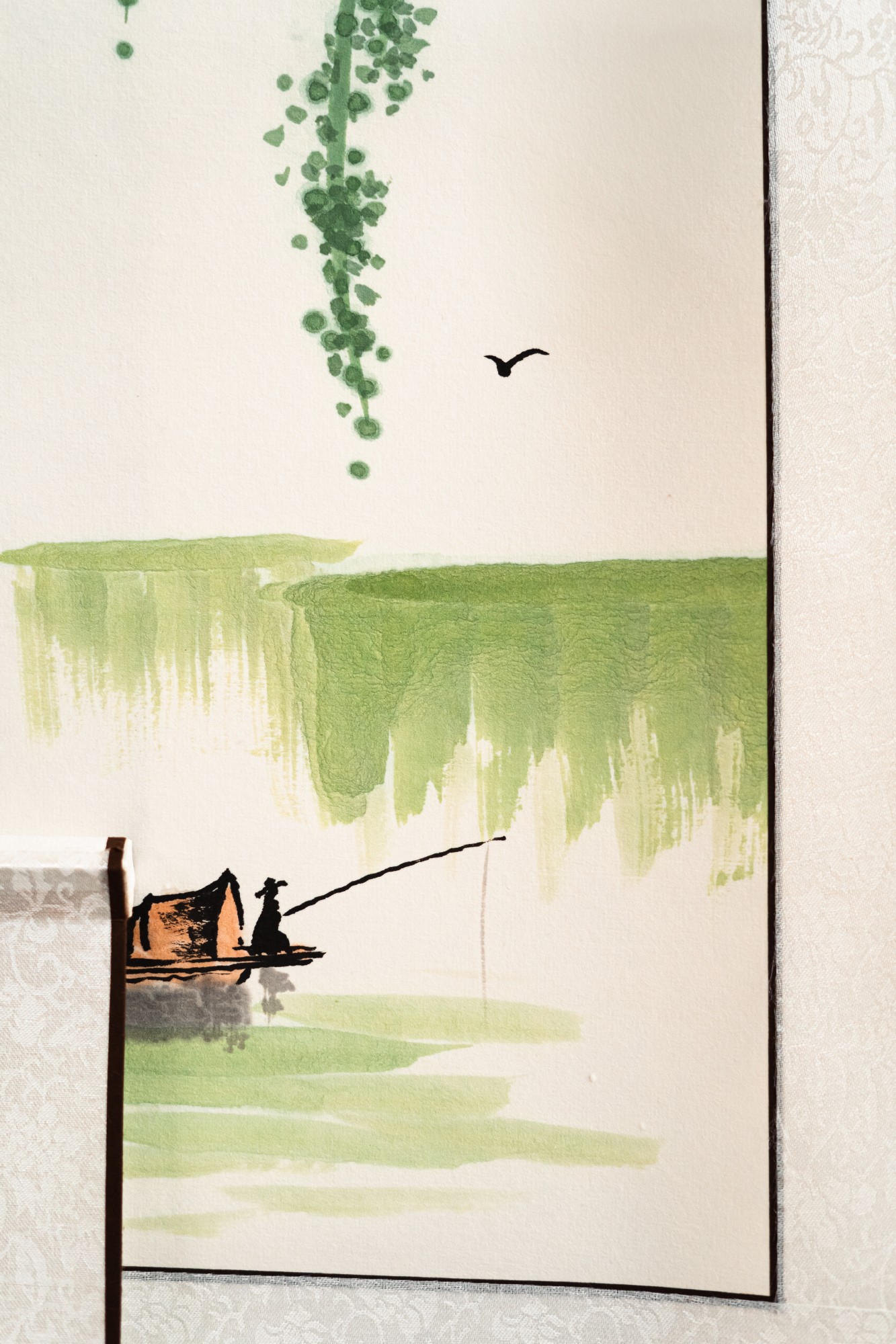 Rollbild 'Angeln', handgemalt, H 90 cm, B  30 cm von fischer's lagerhaus