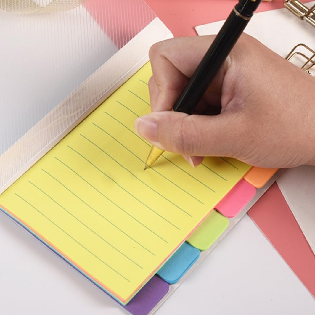 (15x10cm) Notiz Block Liniertes To Do Buch 120 Seiten Notebook Selbstklebender Meeting Planer - Bunt
