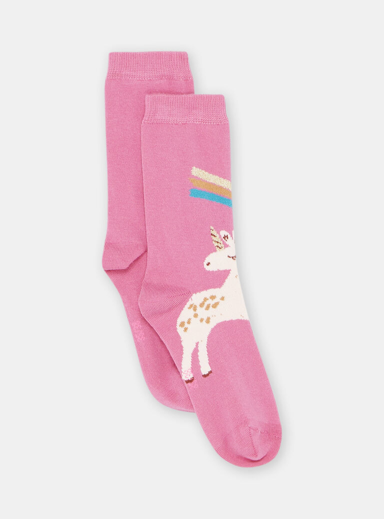 Chaussettes roses à imprimé licorne fille