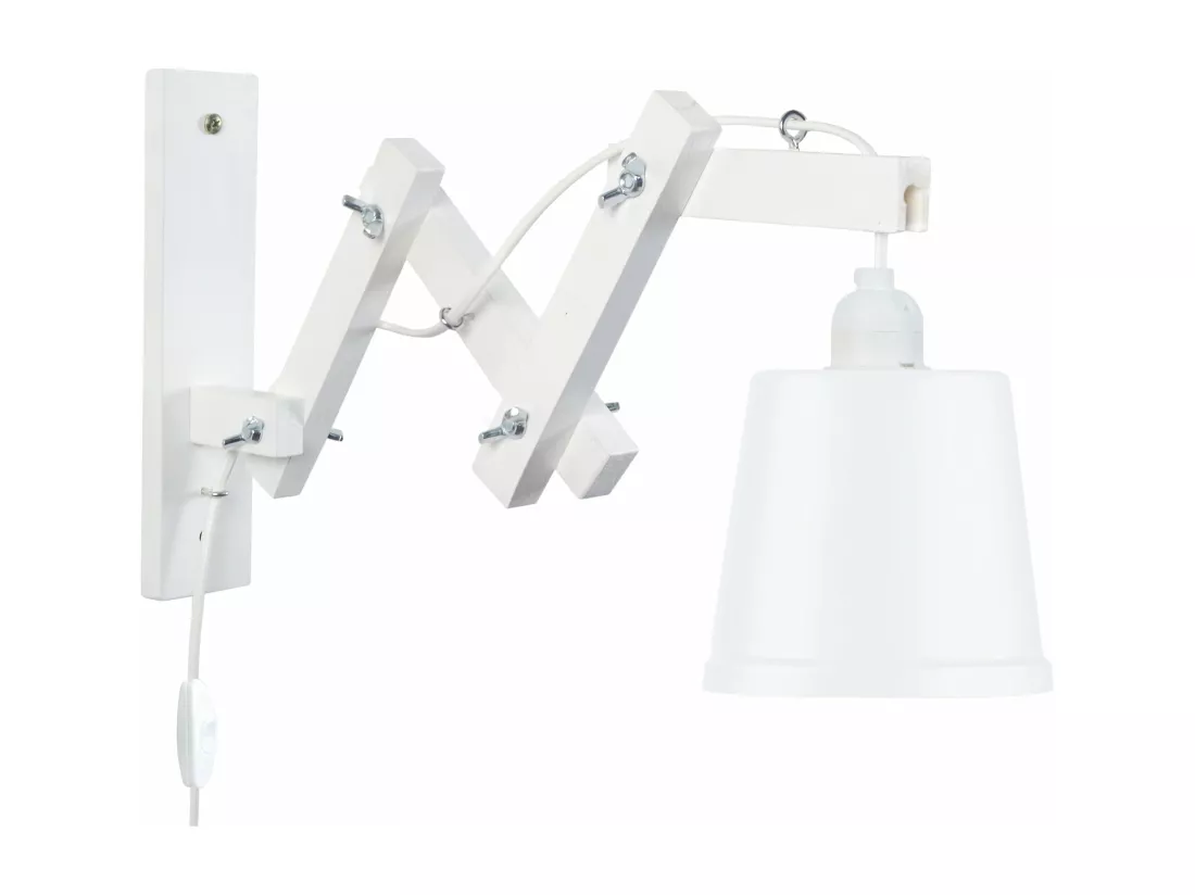 Applique abajour marfin, bois articulé 55cm.