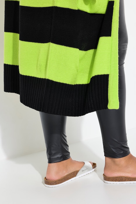 Long-Strickjacke, Straight Fit, Blockstreifen
