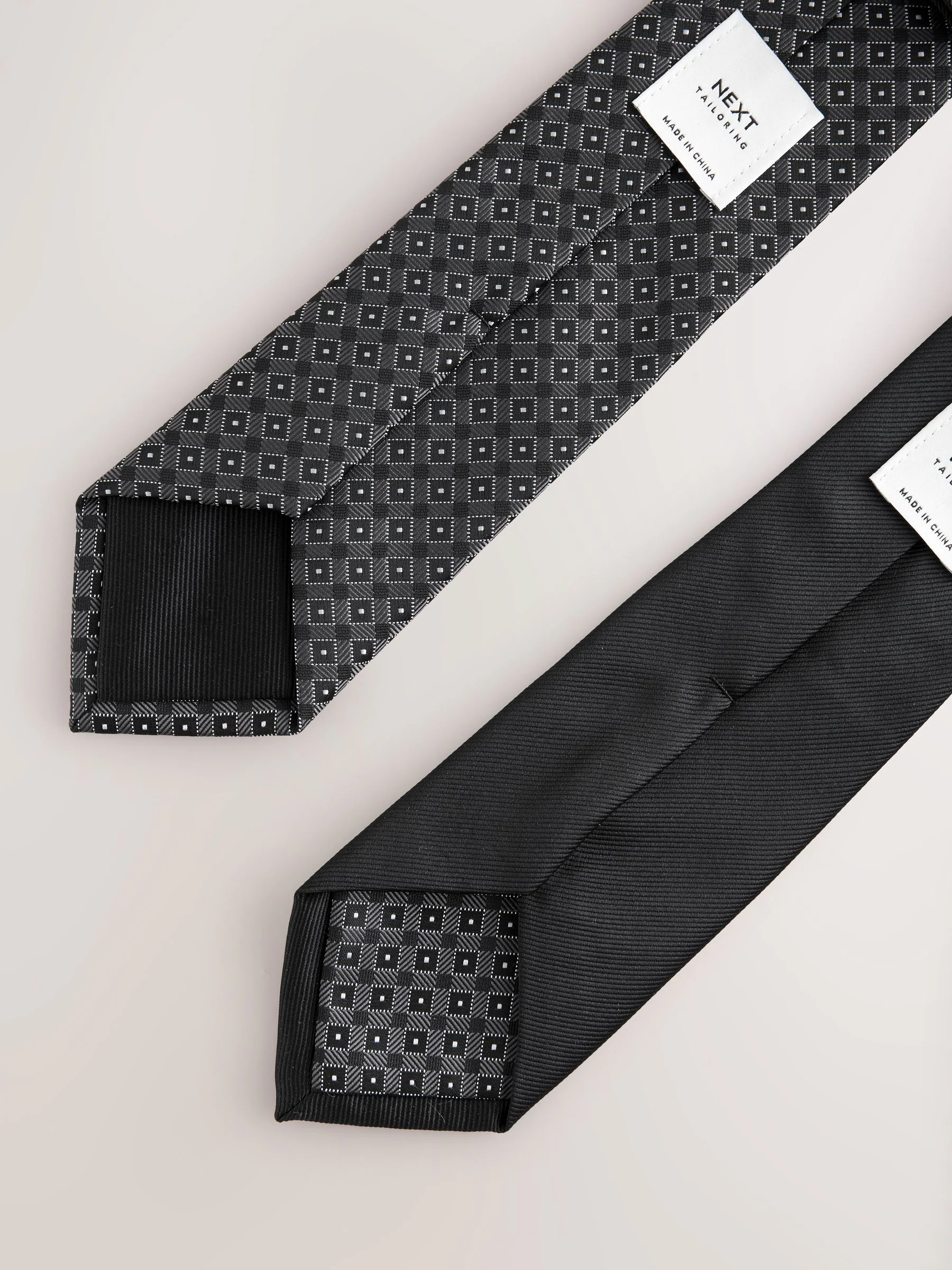Zwart - Textured Clip Ties 2 Pack
