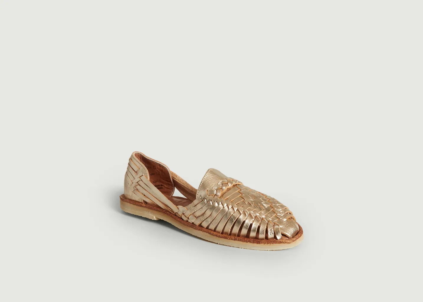 Sandales plates tressées en cuir Alegre Mapache