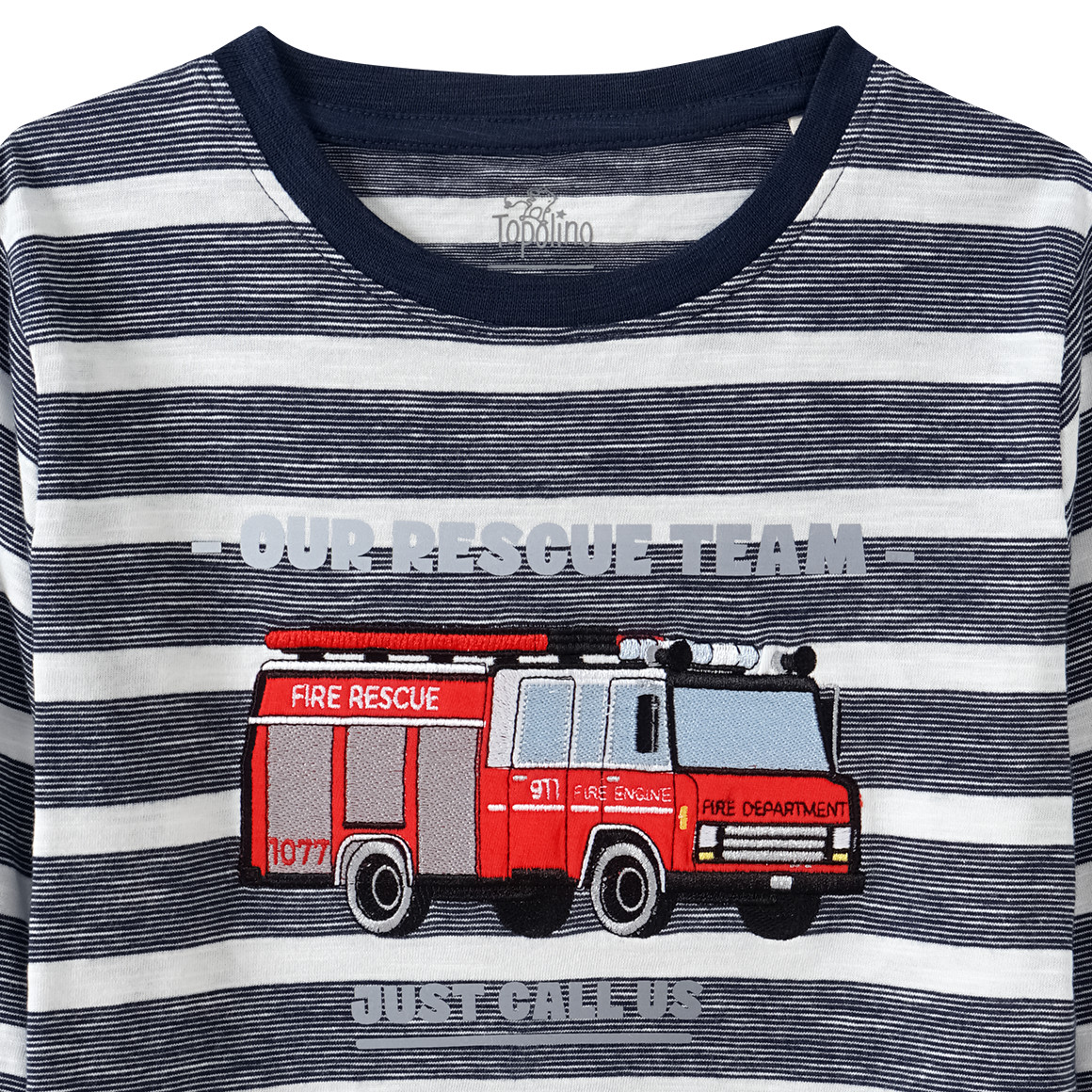 Topolino Jungen Langarmshirt mit Feuerwehrauto dunkelblau