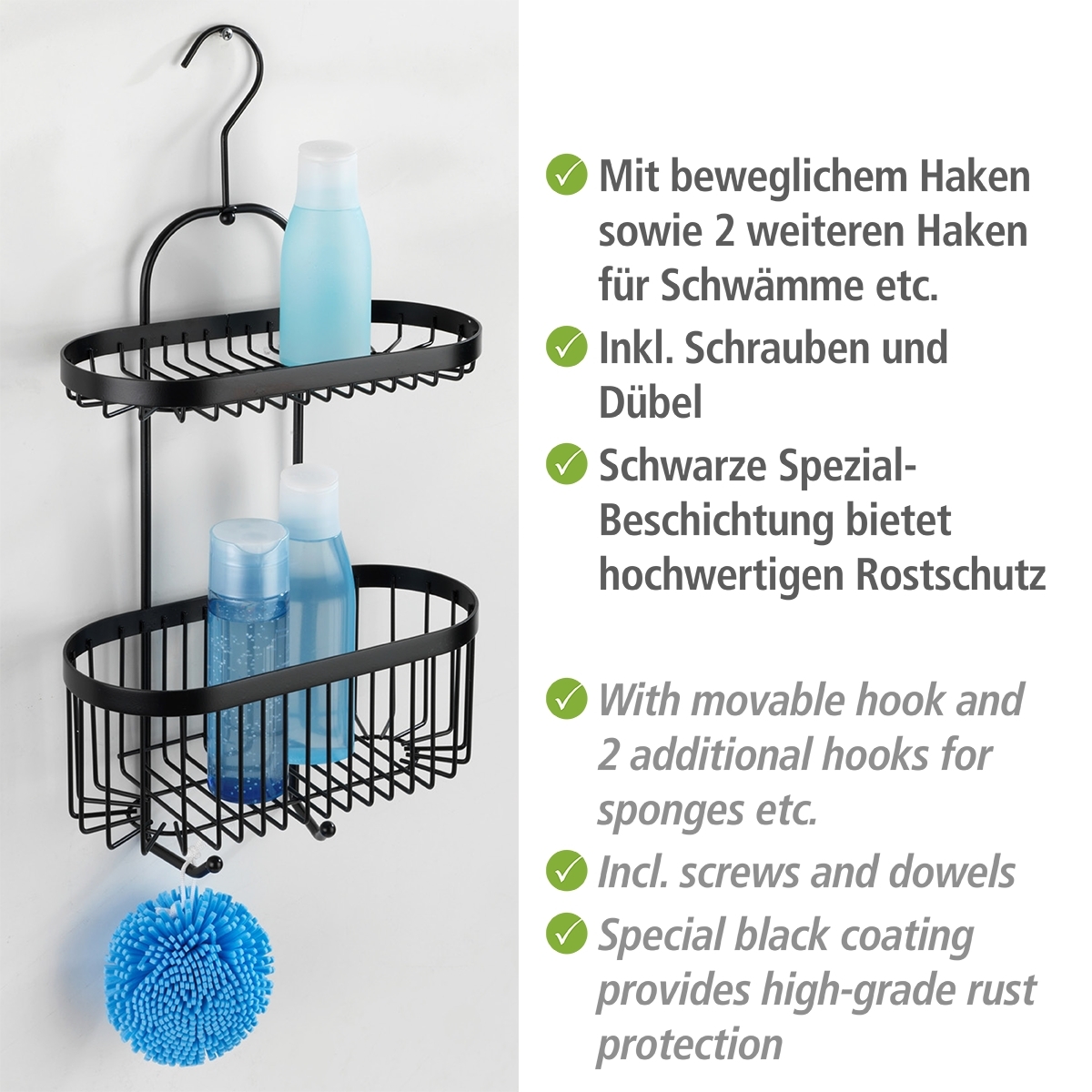 Wenko Classic Plus douche caddy 2-laags zwart