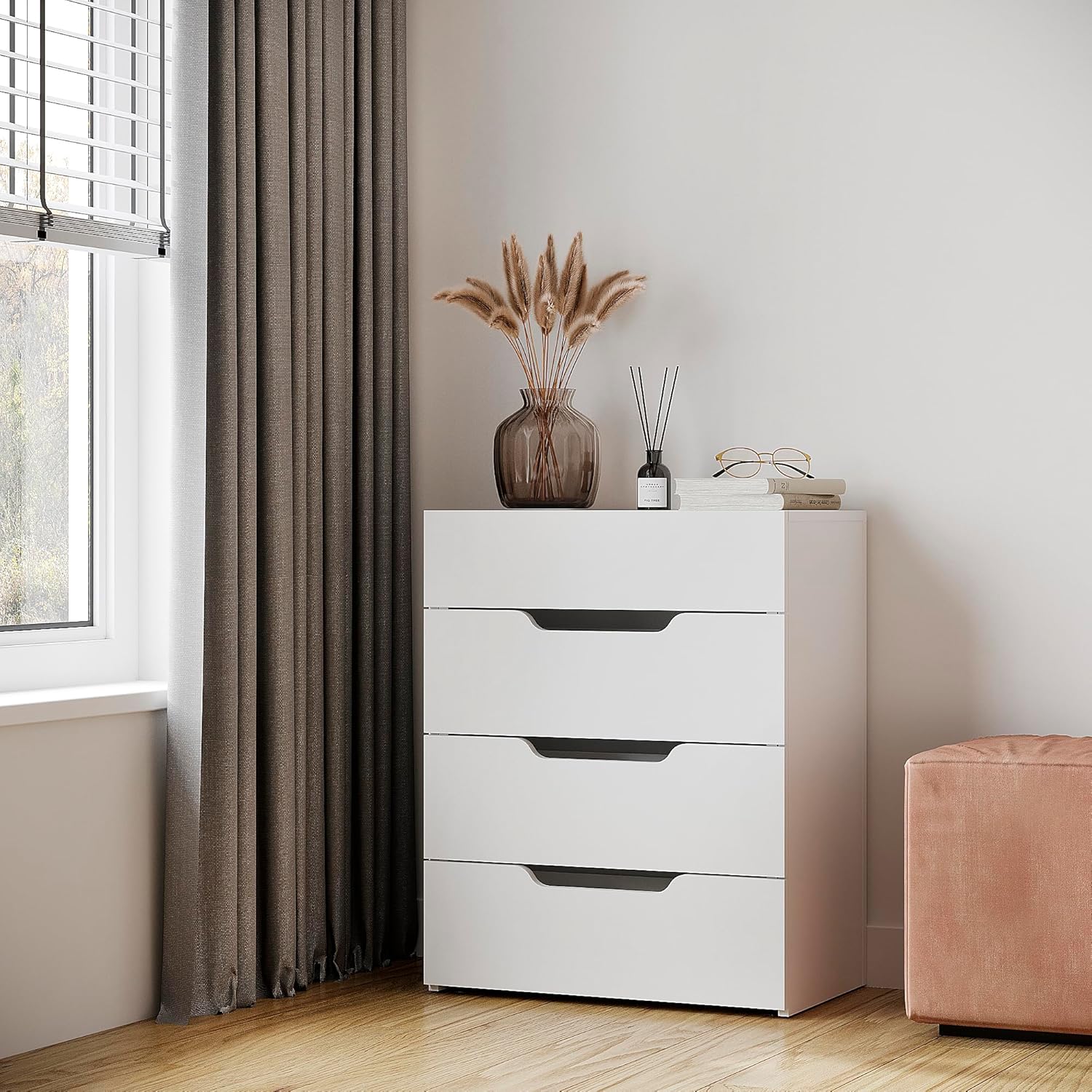 KOMTO Schreibtisch Weiß mit 3 Schubladen – Computertisch, Klappschreibtisch mit Stauraum, PC Tisch, Bürotisch für kleine Räume | Table FOLDY2 128 x 60 x 75 cm