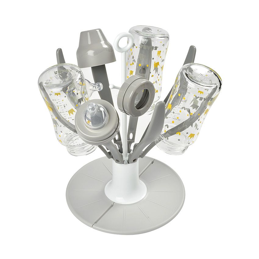 Egoutte-biberon pliable - Gris/Blanc - Ecru