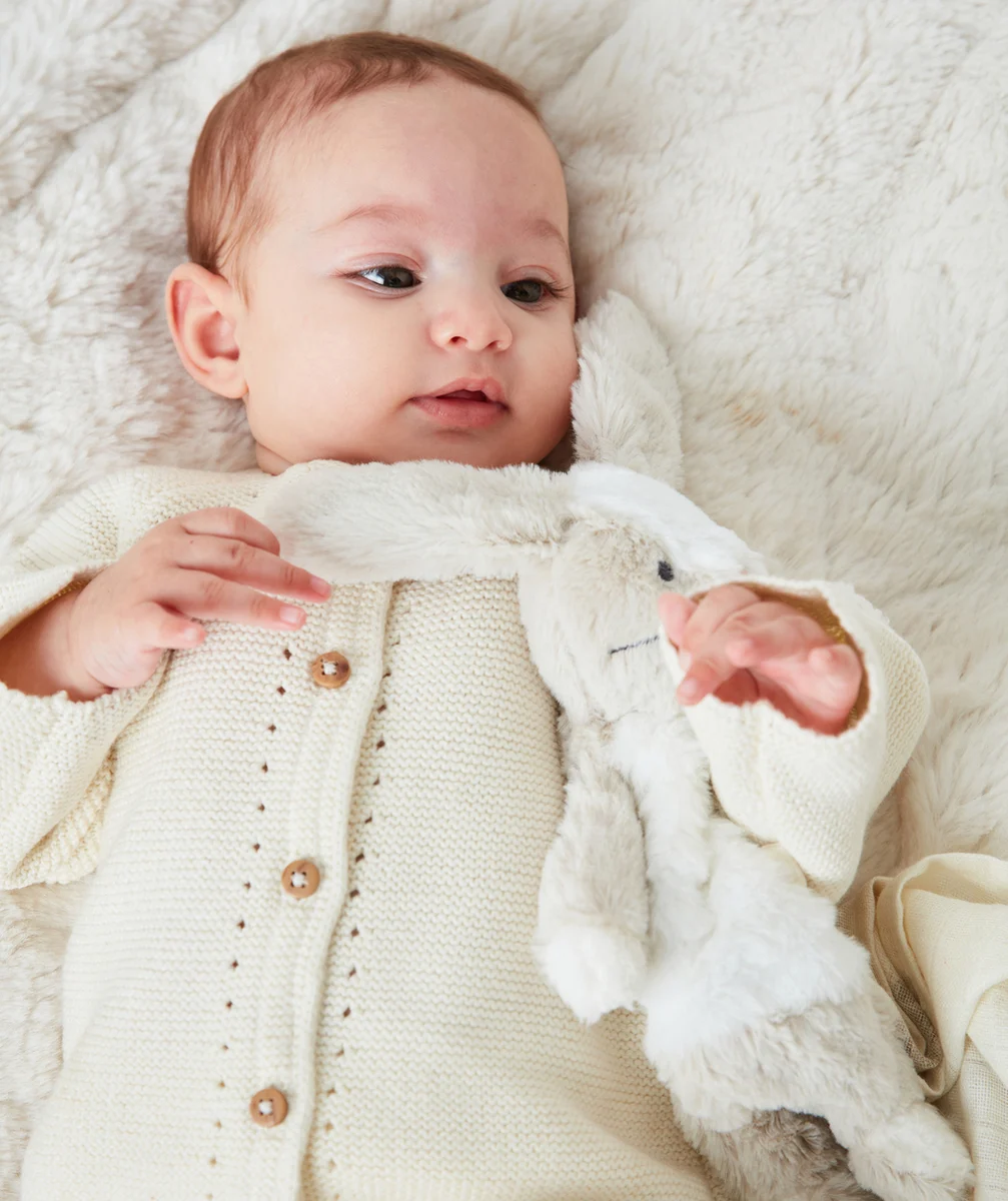 ENSEMBLE EN MAILLE DE COTON BIO ÉCRU