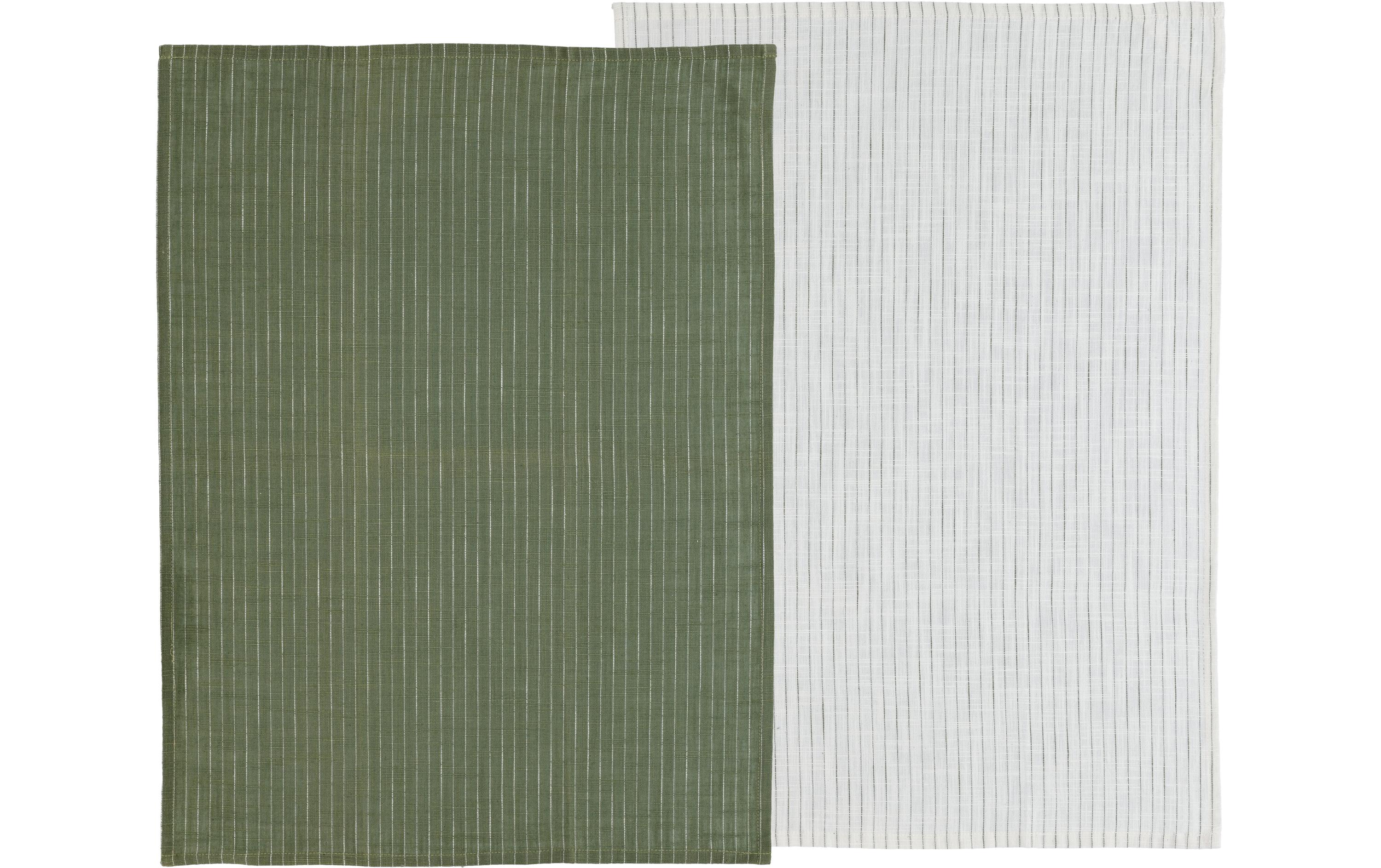 Geschirrtuch-Set Chambray Soft 2 Stück, Olivgrün/WeissGeschirrtuch Set aus Bio-Baumwolle