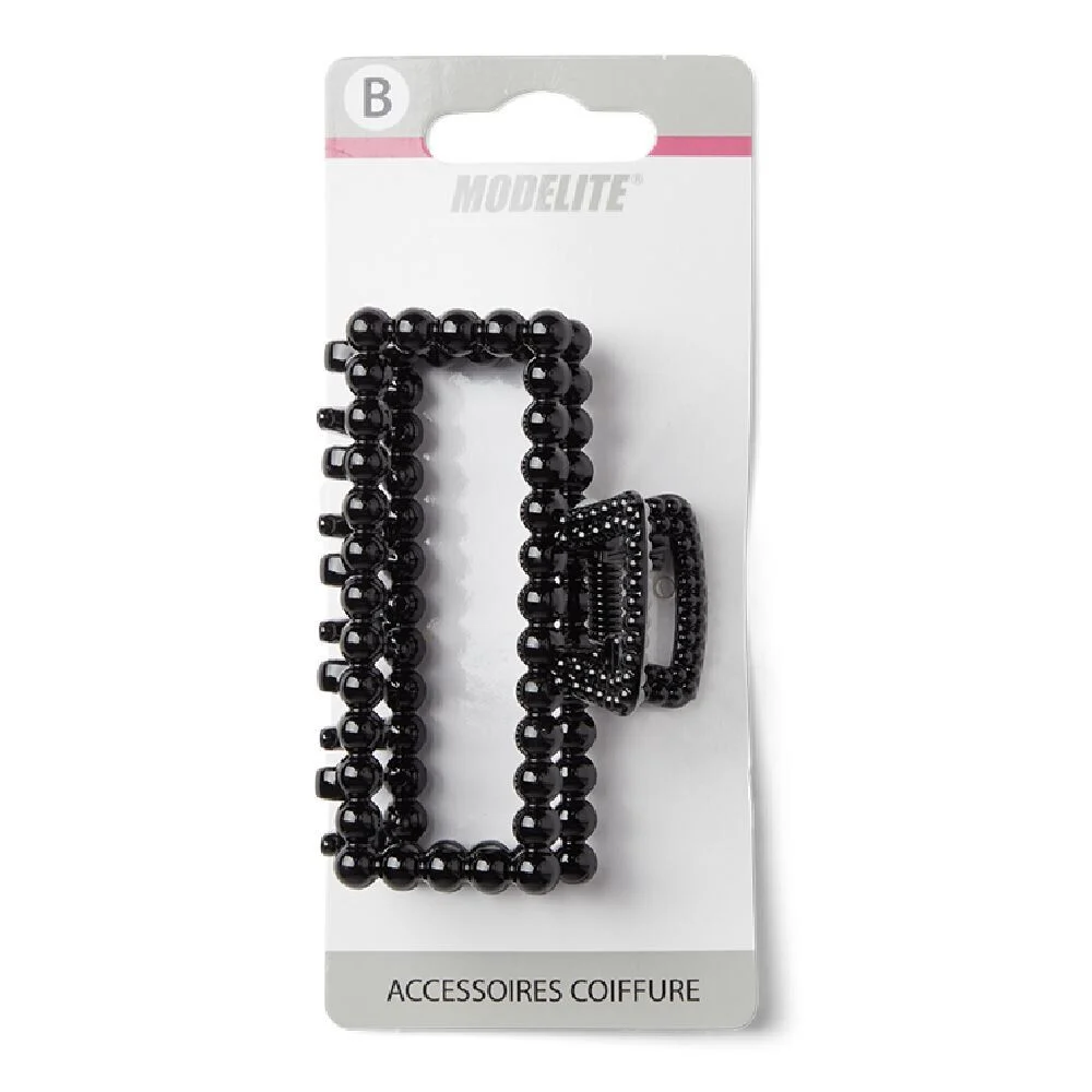 Pince cheveux crabe noir brillant rectangulaire L8cm
