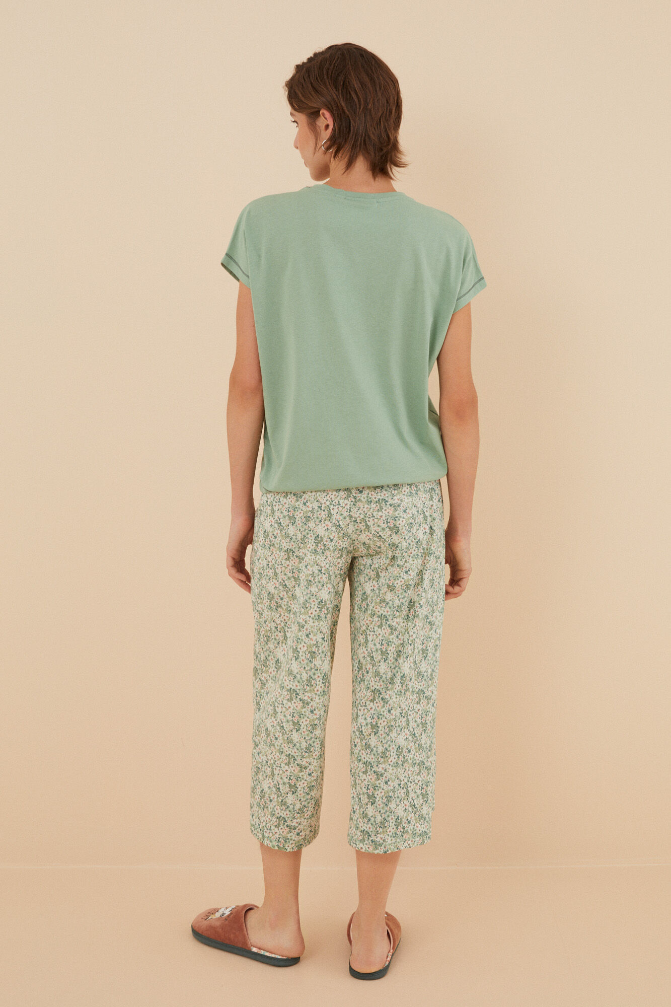 Pijama Capri, 100% algodão, verde Snoopy