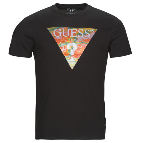 Guess - SS BSC ABSTRACT TRI LOGO TEE - Noir