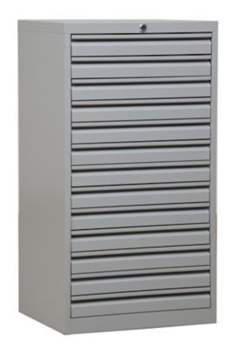 PROREGAL Swan ladekast met 13 laden, HxBxD 98 x 53 x 43 cm, grijs