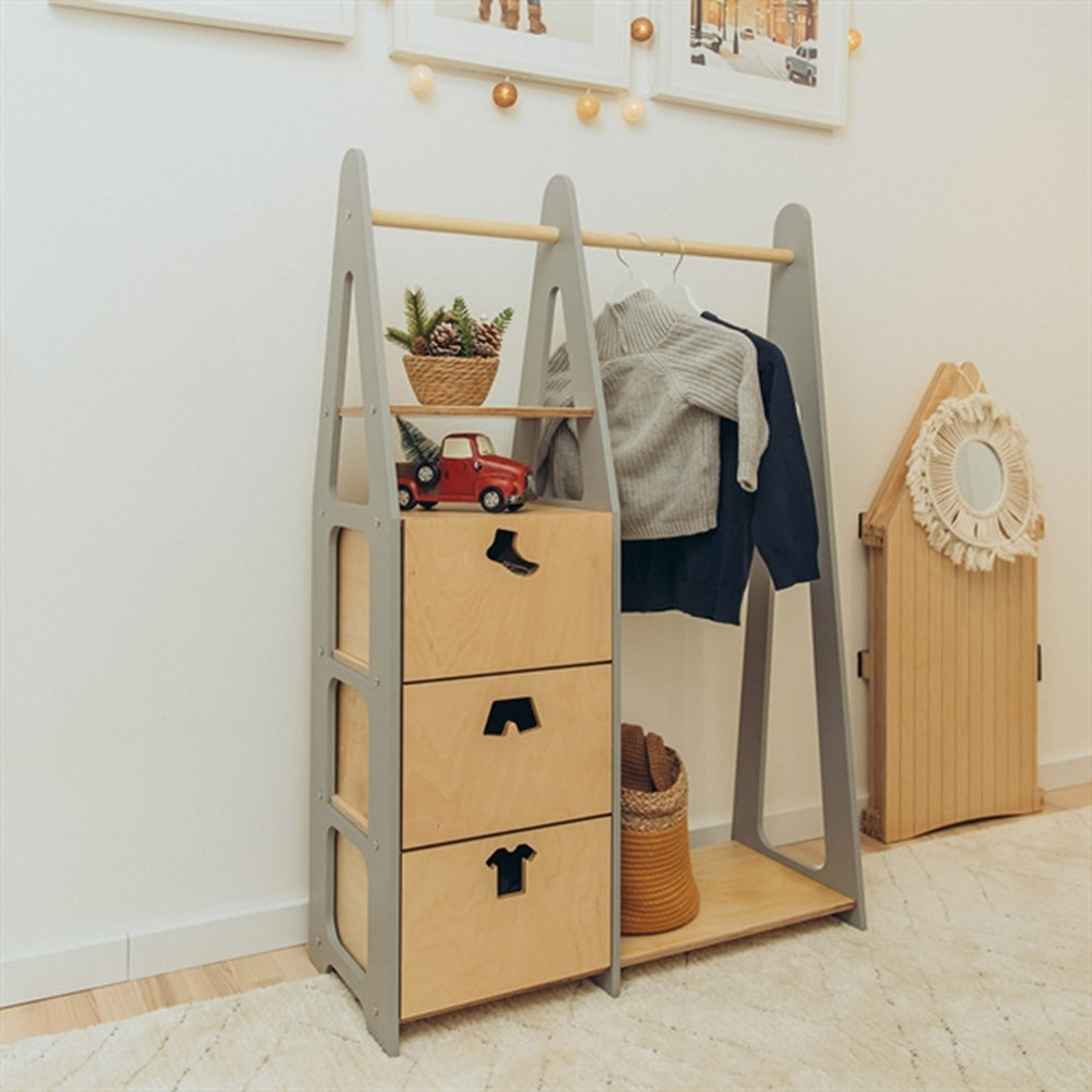 Køb Duck Woodworks Børnegarderobe m. Skuffer Grey