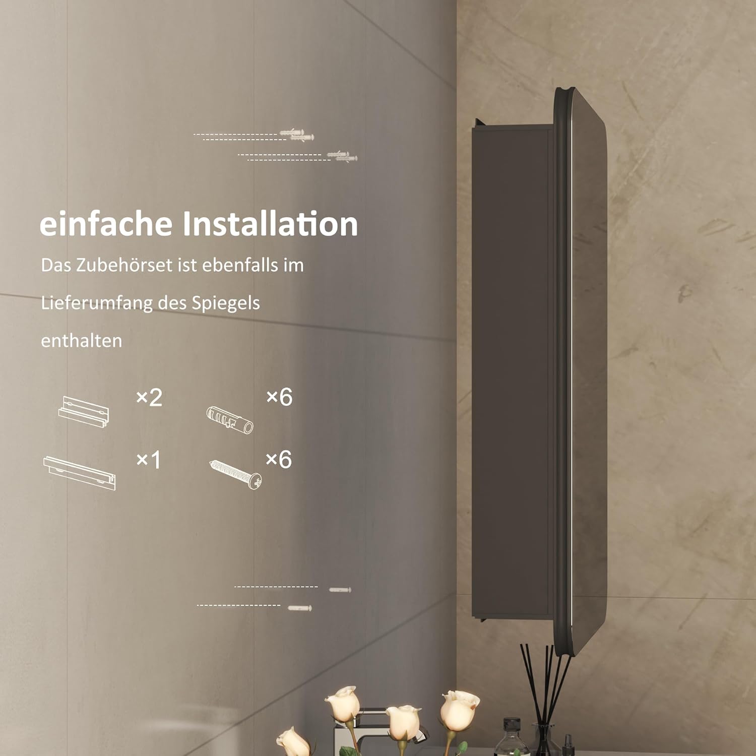Spiegelschrank Schwarz Spiegelschrank 40x60cm Bad Metall Badezimmerschrank mit Spiegel Badezimmerspiegelschrank mit Verstellbare Glasablage