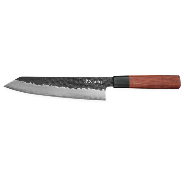 Couteau Sayuto Sequoia San Mai modèle chef 21cm brute de forge Sayuto