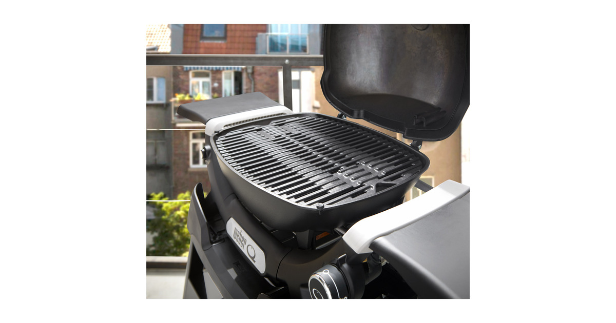 WeberQ 1200N gasbarbecue met zijtafels en compact onderstel  (Zwart, 1 Brander | Propaan/butaan)