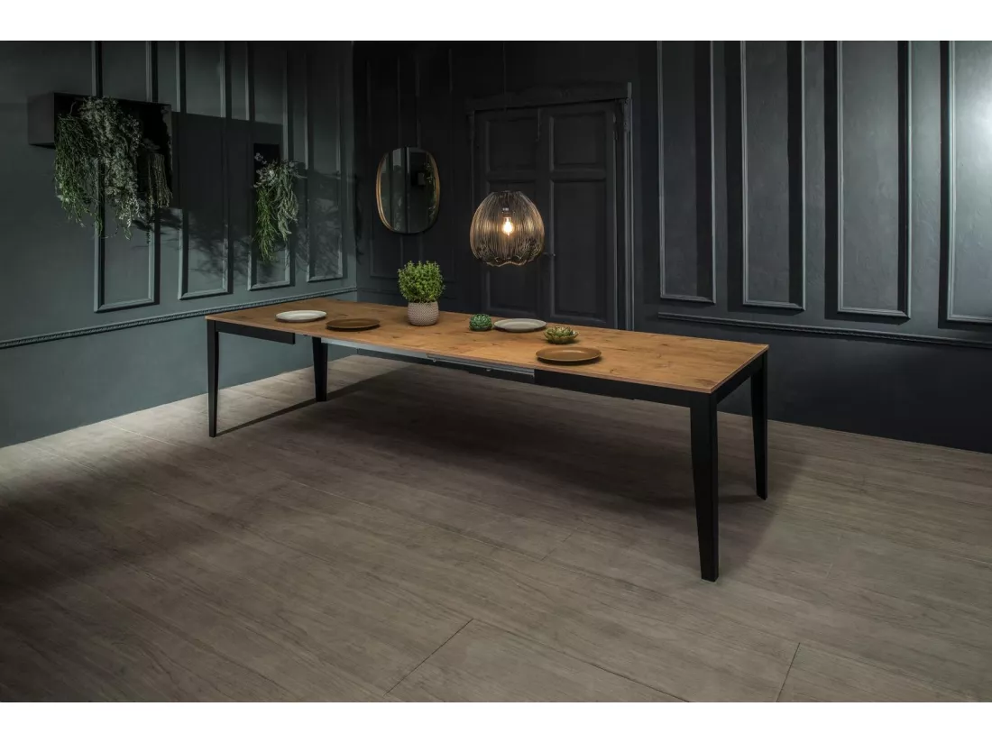 Big Table extensible (156/316 x 90 cm) en Mélamine Noir