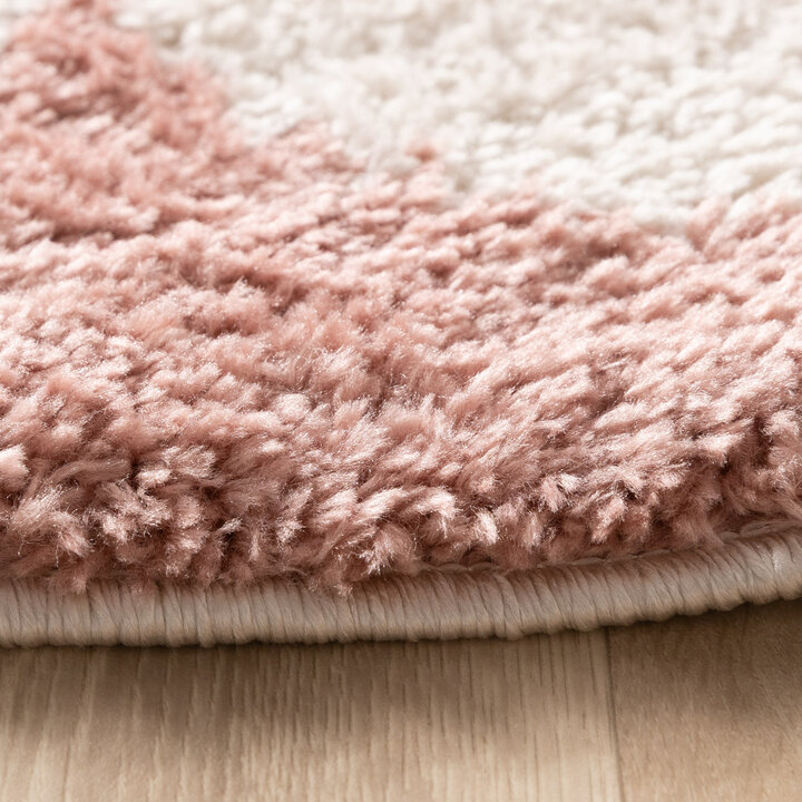 Rond wasbaar vloerkleed - Myrre Roze/Wit