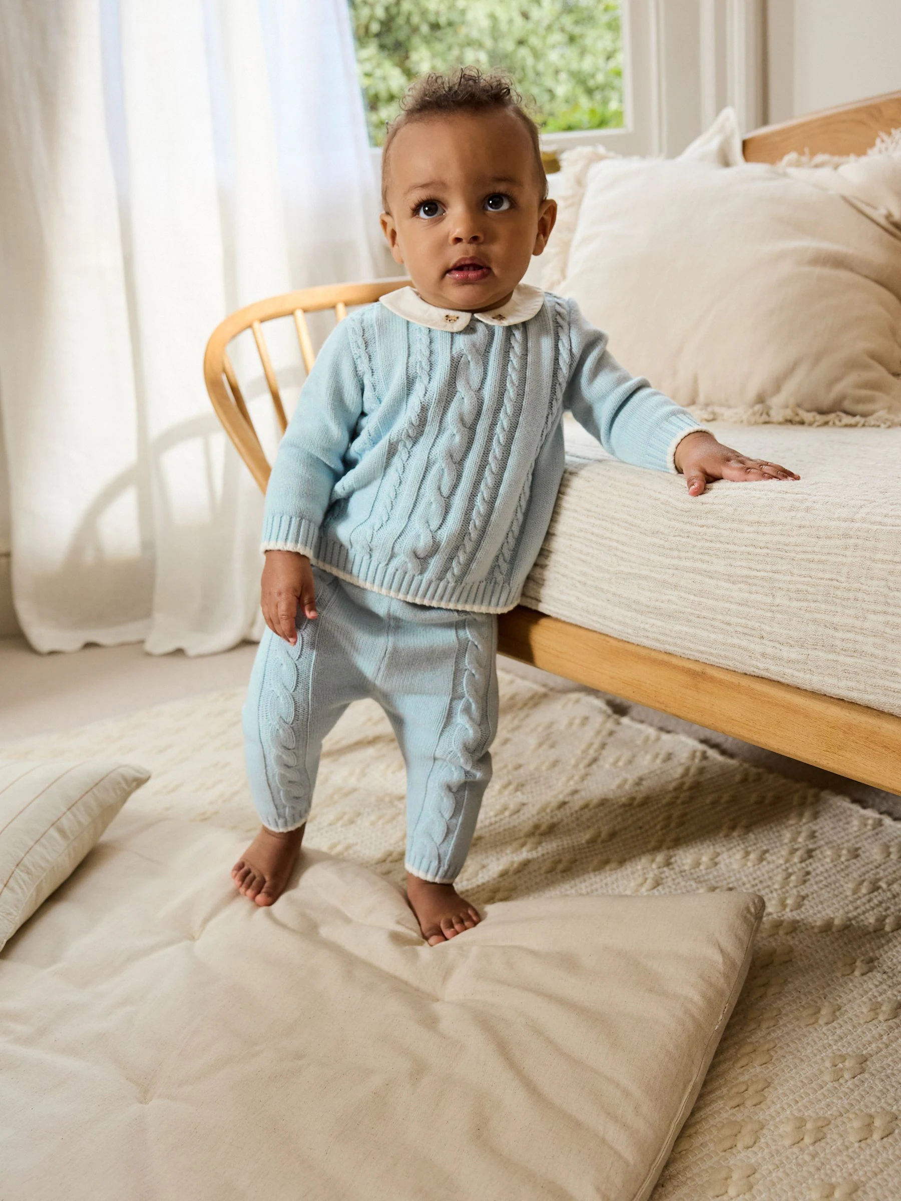 Blauw - Gebreide trui en leggings babyset (0mnd-3jr)