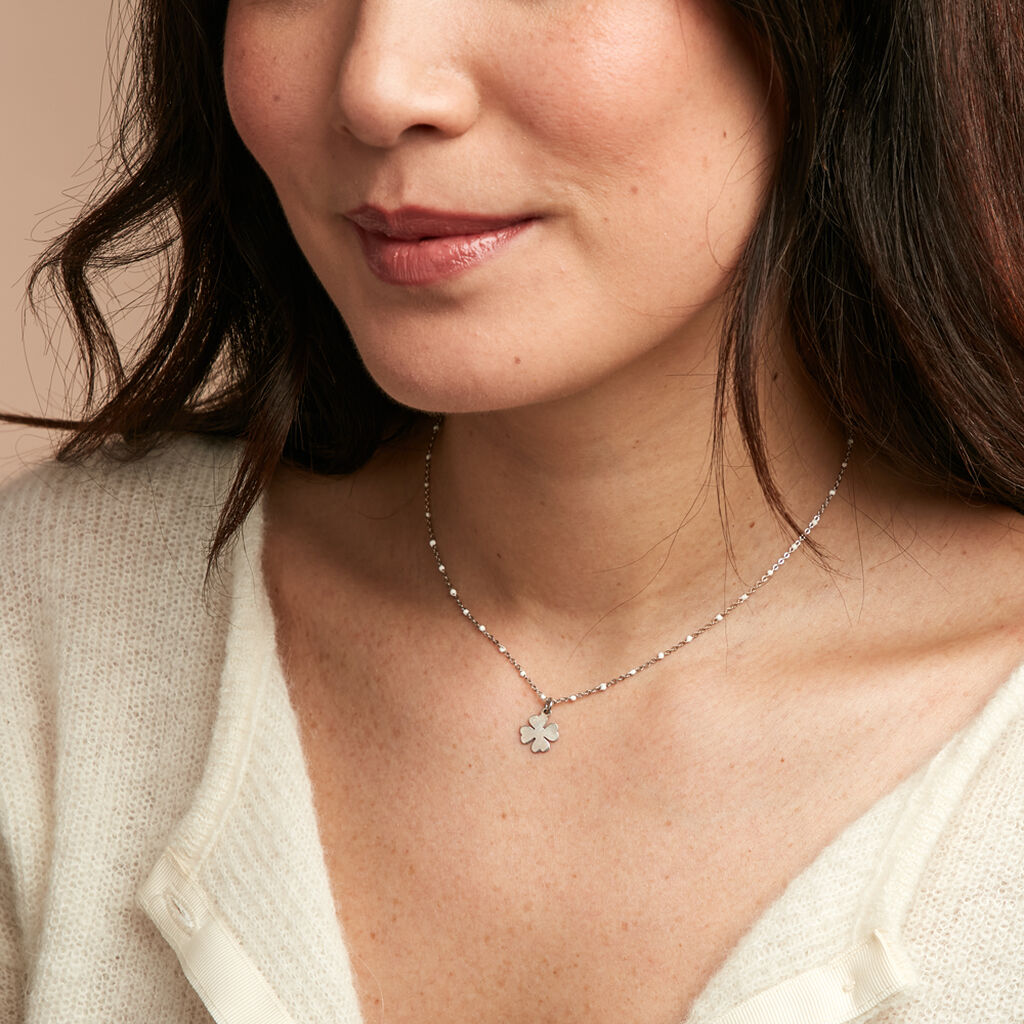 Collier Polka Argent Blanc